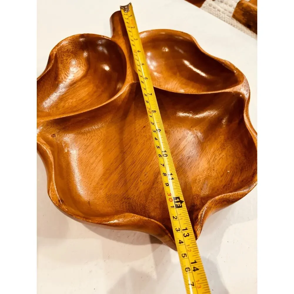 Vintage Kaimana Woods Monkeypod Leaf Divided Serving Tray MCM Philippines